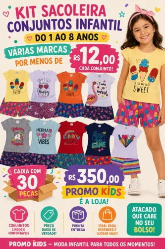 Conjunto de menina - kit sacoleira