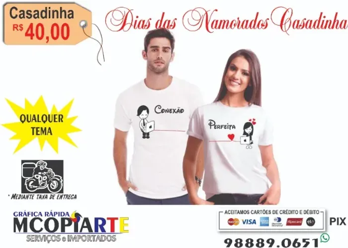 camisa poliéster branca personalizada dia dos namorados (por encomenda)