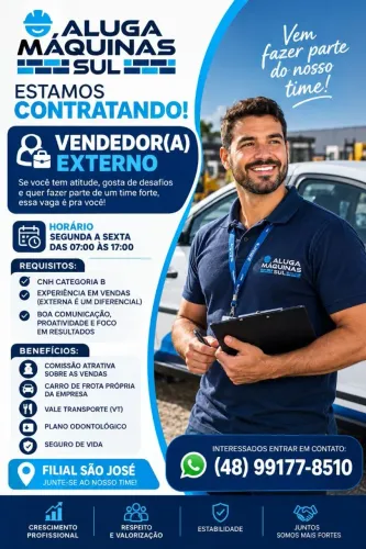VAGA MECÂNICO ELETRICO E VENDEDOR EXTERNO