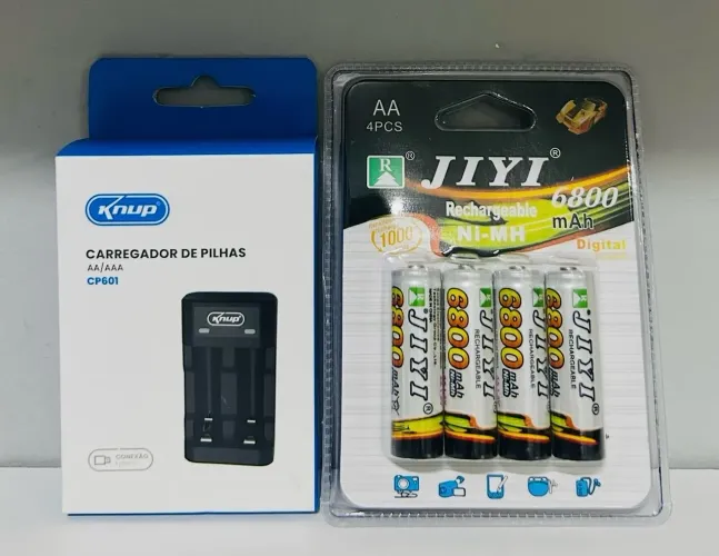 Carregador pilha + pilha recarregavel
