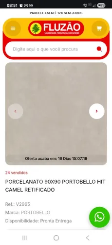 Caixa de porcelanato 90 x 90 portobello hit camel nat retificado - caixa com 2,42 m²