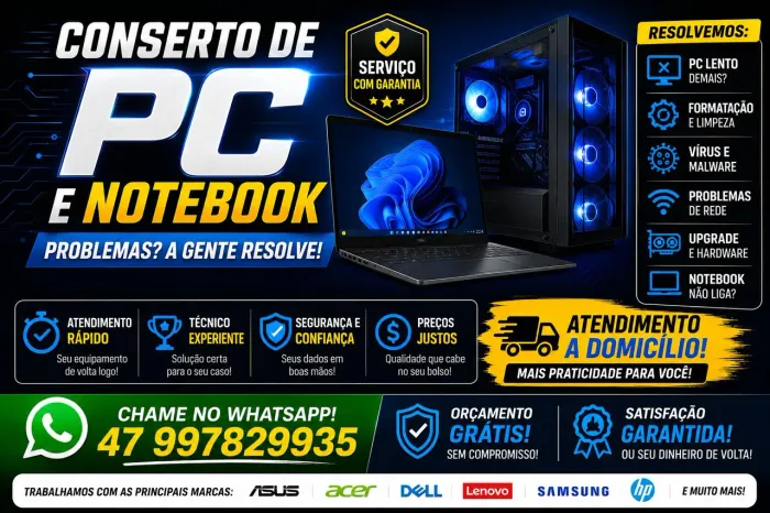 CONSERTO DE PC E NOTEBOOK | FORMATAÇÃO | UPGRADE | ATENDIMENTO RÁPIDO