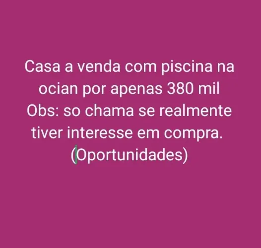 Casa com piscina oportunidade 380 mil