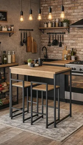 Mesa alta com 2 bancos altos para Cozinha 