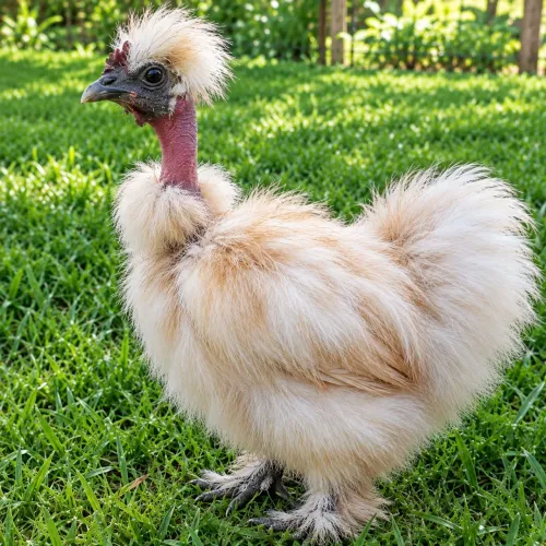 Galinha sedosa do Japão pescoço pelado.