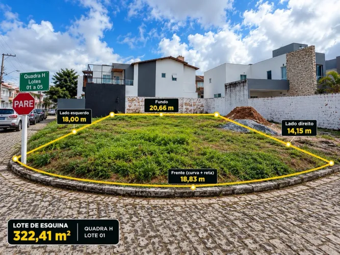 Terreno de esquina no Condomínio Jardim Europa - 322,41 m².