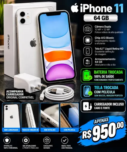 Celular iPhone 11 64 gb branco