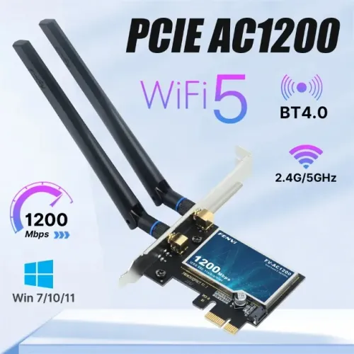Placa rede wifi pc dual band pci-express 1200 Mbps Fenvi