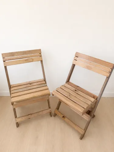 Conjunto 2 Cadeiras de Madeira Dobráveis para Jardim ou Varanda