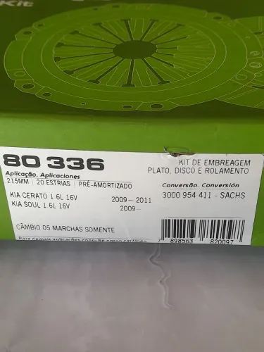 Kit embreagem kia soul ou kia cerato ano 2009 a 2011,,1.6 16vpreço 580,00 reais 