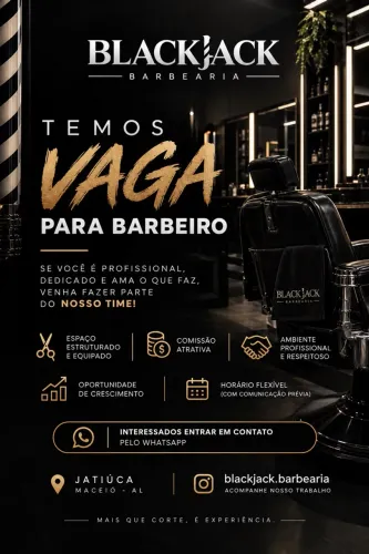 Vaga para barbeiro com ou sem experiência.