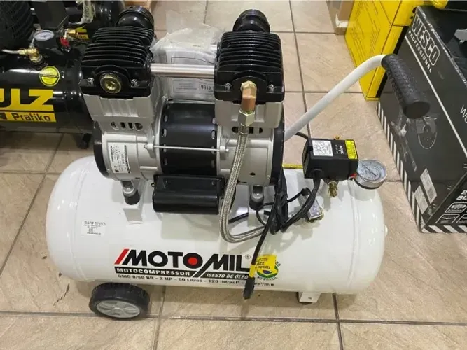 Compressor de Ar Odontológico 50L Silencioso 120psi Motor 2HP - Motomil (Loja)