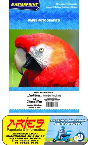 PAPEL FOTO GLOSSY 135G MASTERPRINT A4 50 FOLHAS