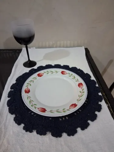 Vendo 2 peças jogo americano de crochê Azul Marinho
