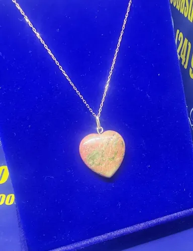 Pingente Coração Pedra Natural Ouro 18 Kilates Peso 3.83 Gramas 20 mm