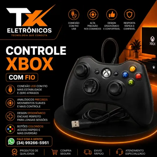 Controle com Fio para Xbox e PC - Controle USB para Xbox e Computador