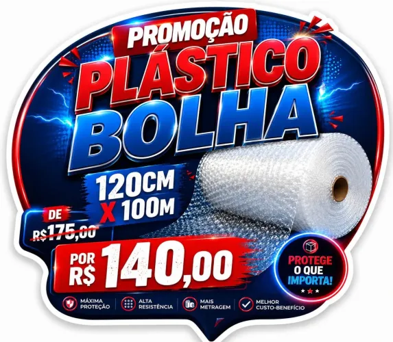 Plástico bolha 120cm x 100m Promoção