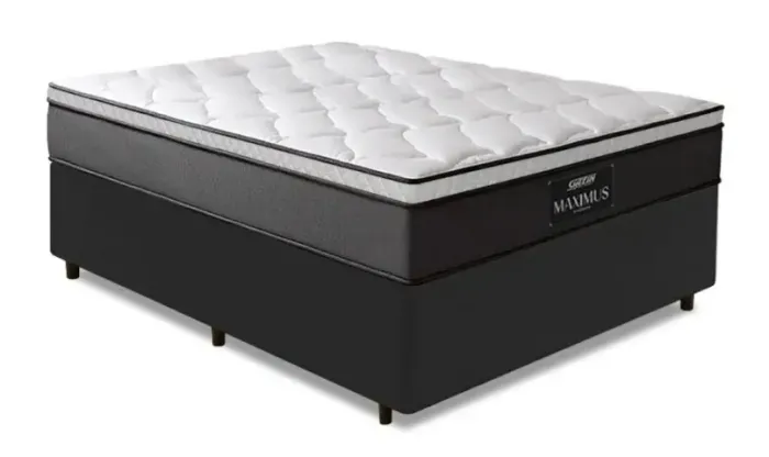 Cama Box Casal Colchão Gazin Maximus Molas Ensacadas 138x188x62cm Cinza / Preto