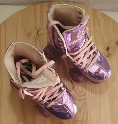 Patins Infantil Roller Quad Menina 4 Rodas Roxo Ajuste 31- 34