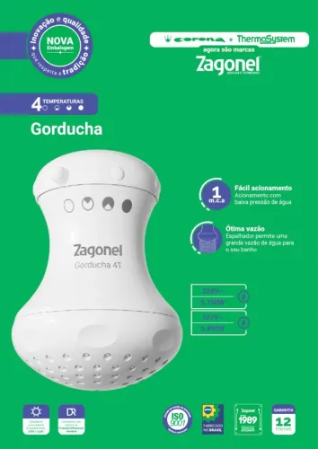 Chuveiro Ducha Multitemperatura Gorducha 4T 5450W 127V Branco