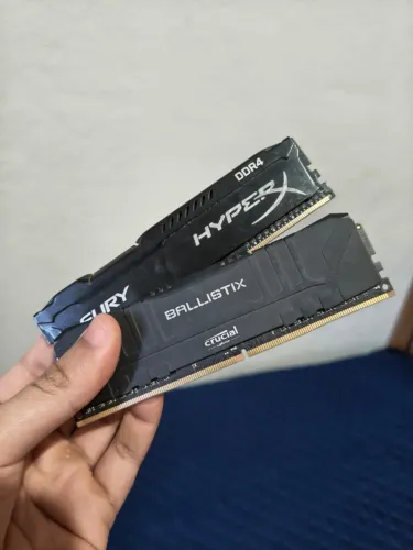 Memória RAM 16GB (2x8GB) DDR4 - HyperX Fury + Crucial Ballistix