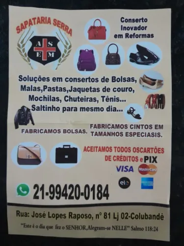 Consertos e reformas em geral de bolsas,malas sapatos e etc...