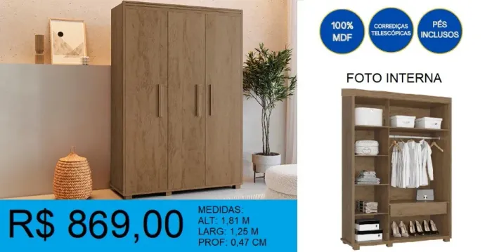 MULTI USO - DISPONIVEL EM 4 CORES - CORREDIÇAS TELESCÓPICAS - 100% MDF = ENTREGA GRATIS