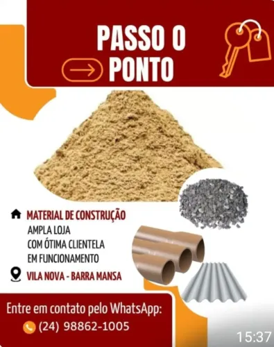 Oportunidade unica, passo ponto loja materiais de construção em barra mansa 