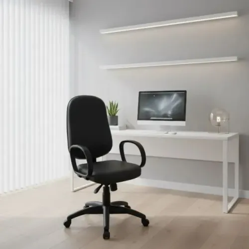 Cadeira Presidente Baixa Lisa Braço Corsa Preta Conforto Ergonômico Escritório 30101