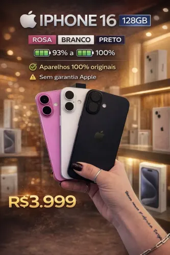 iPhone 16 128GB Original Bateria 93% a 100% Semi Novo