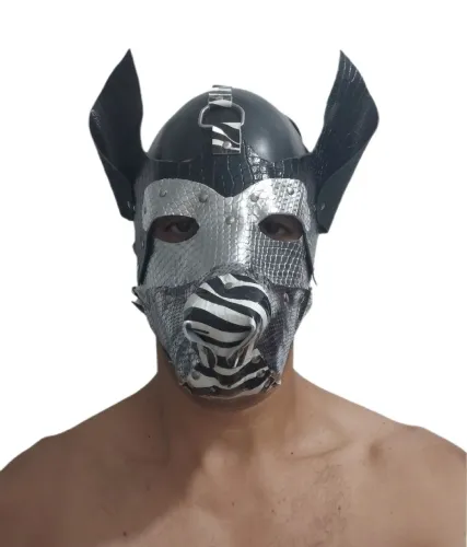 Máscara De Couro para prática de Puppy play / Bdsm