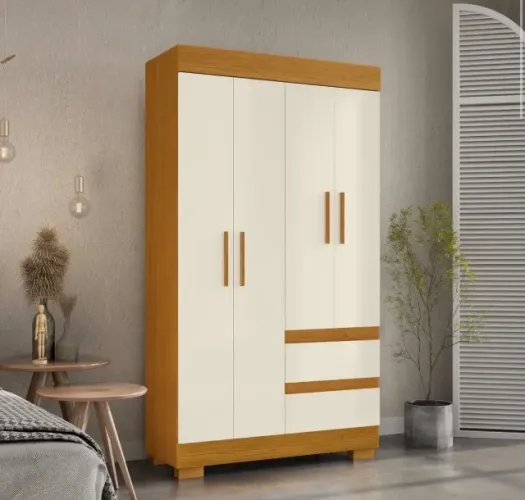 Guarda-Roupa 4 Portas Ravena 1,00 m Cinamomo Off White