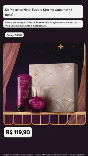 Kit Presente Natal Eudora Kiss Me Cabernet (2 Itens)