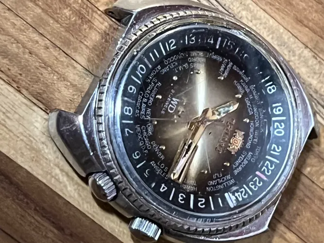 Relógio Automático Orient World Time Vintage - Original - Funcionando