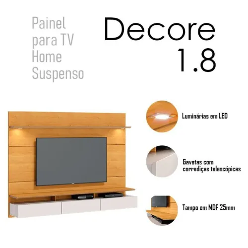 Painel para TV Home Suspenso Decore 1.8 Nature Off White - Imcal