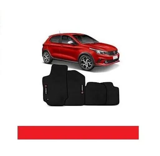 Jogo de Tapete wave Argo Todos Preto Bordado 4 pcs mzytb ssdvg