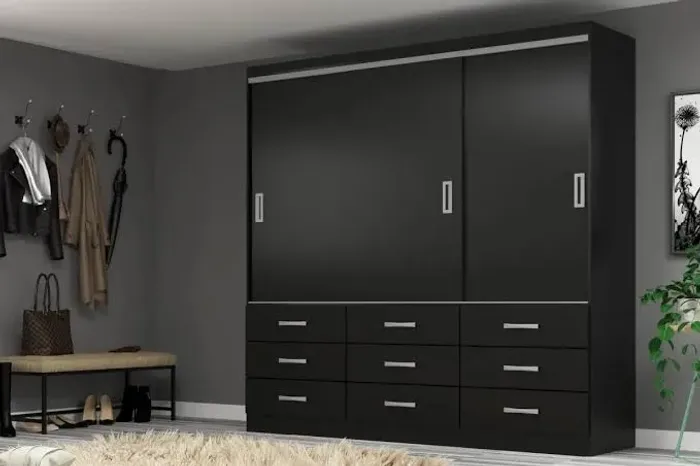 Roupeiro 3 portas 9 gavetas black ENTREGA HOJE !!!