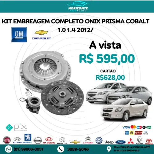 Kit embreagem completo Onix prisma Cobalt 1.0 1.4 2012/
