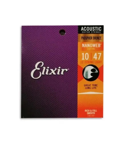 ORIGINAL - Encordoamento Elixir Fósforo Bronze 0.010 para violão 12 cordas