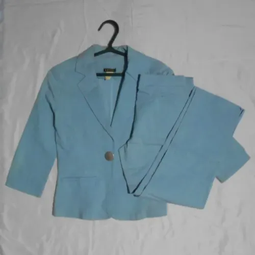 Conjuntinho social feminino terno terninho azul Merite P