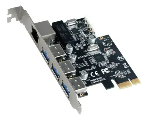 Placa de Rede/USB PCI RJ45 10/100/1000Mbps e 3 USB 3.0 Knup KP-PL908 -  WZetta