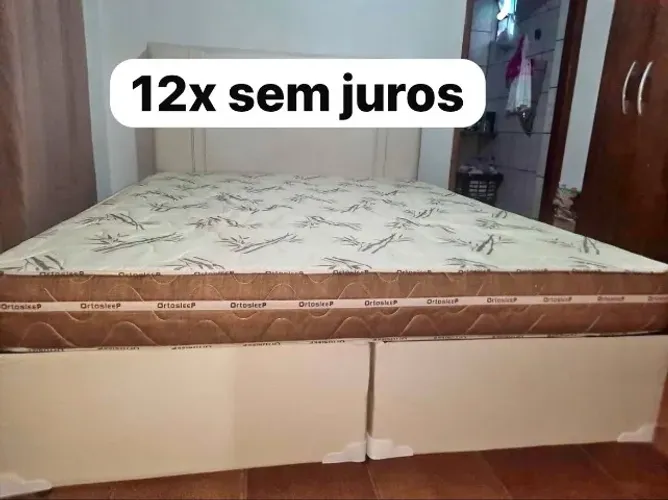 Cama box colchao D33 e suporte (Queen) 