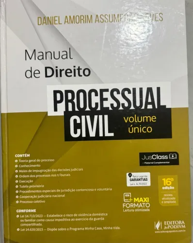 Manual de Direito Processual Civil 2024 volume único Daniel Amorim Assumpção