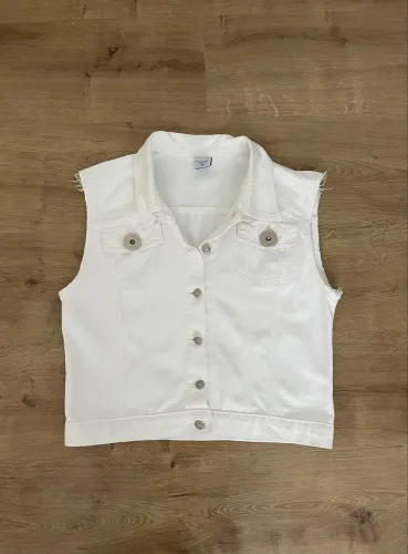 Colete feminino jeans branco M Cedro