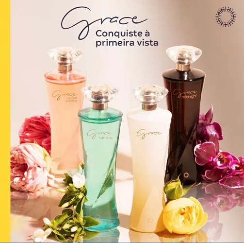 Linha Grace Hinode com fragrâncias femininas inspiradas no sul da França. 