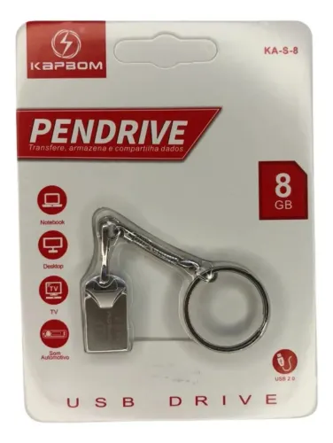 Pendrive 8gb Mini Chaveiro Usb 2.0 Metal Resistente Rápido Prateado Pendrive