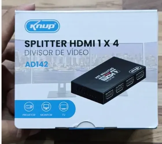 Splitter Distribuidor Divisor Hdmi 1E x 4S Knup KP-AD142 3D Full HD 1080P 1.4