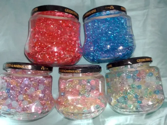 pote decoracao de vidro com bolinha de gel