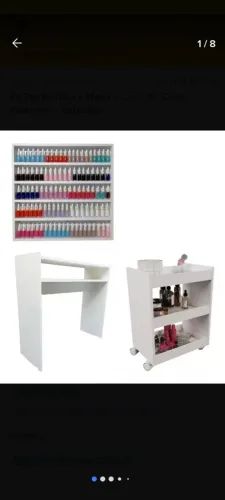 Kit Manicure Completo: Mesa, Carrinho e Expositor