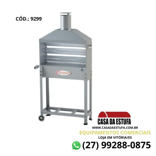 Churrasqueira Carrinho Espetinho Churrasco Coifa Inox Itajobi Carvão - 2 GRELHAS